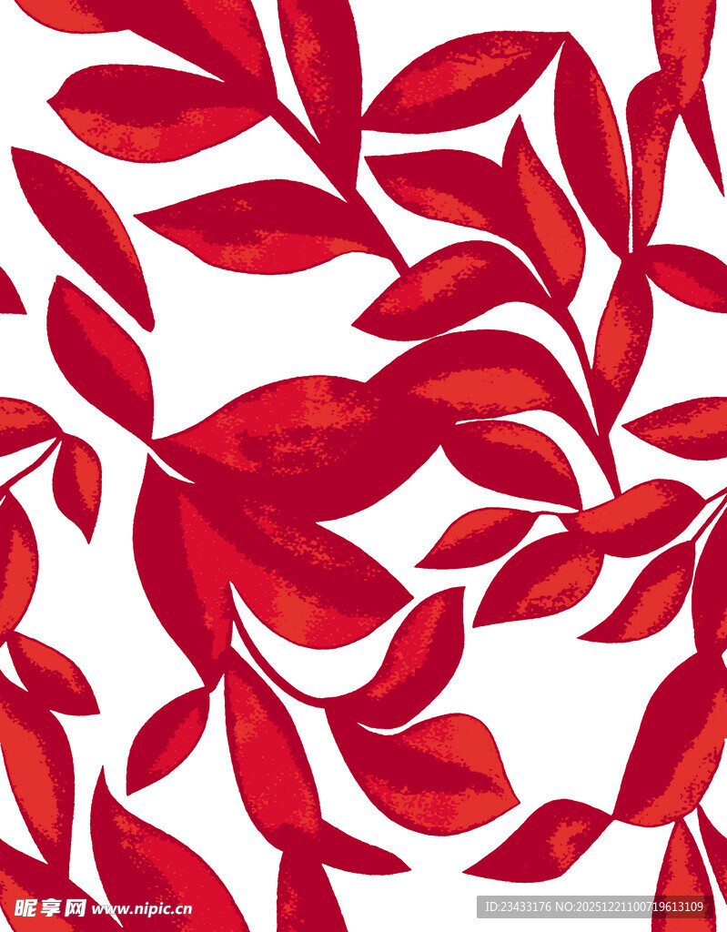 红色叶片无缝图案设计