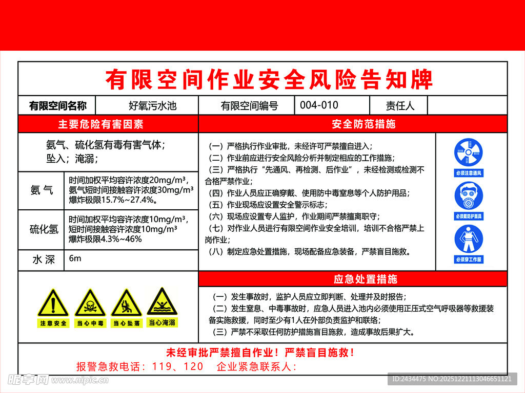 好氧污水池有限空间作业安全风险
