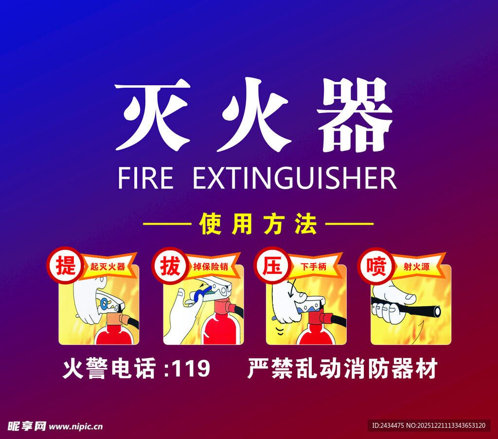灭火器使用方法