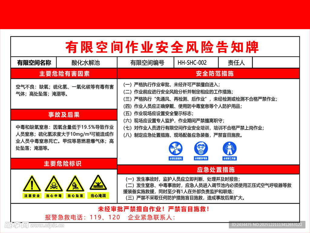 酸化水解池有限空间作业安全风险