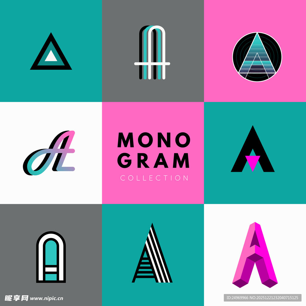 几何风格单色字母设计