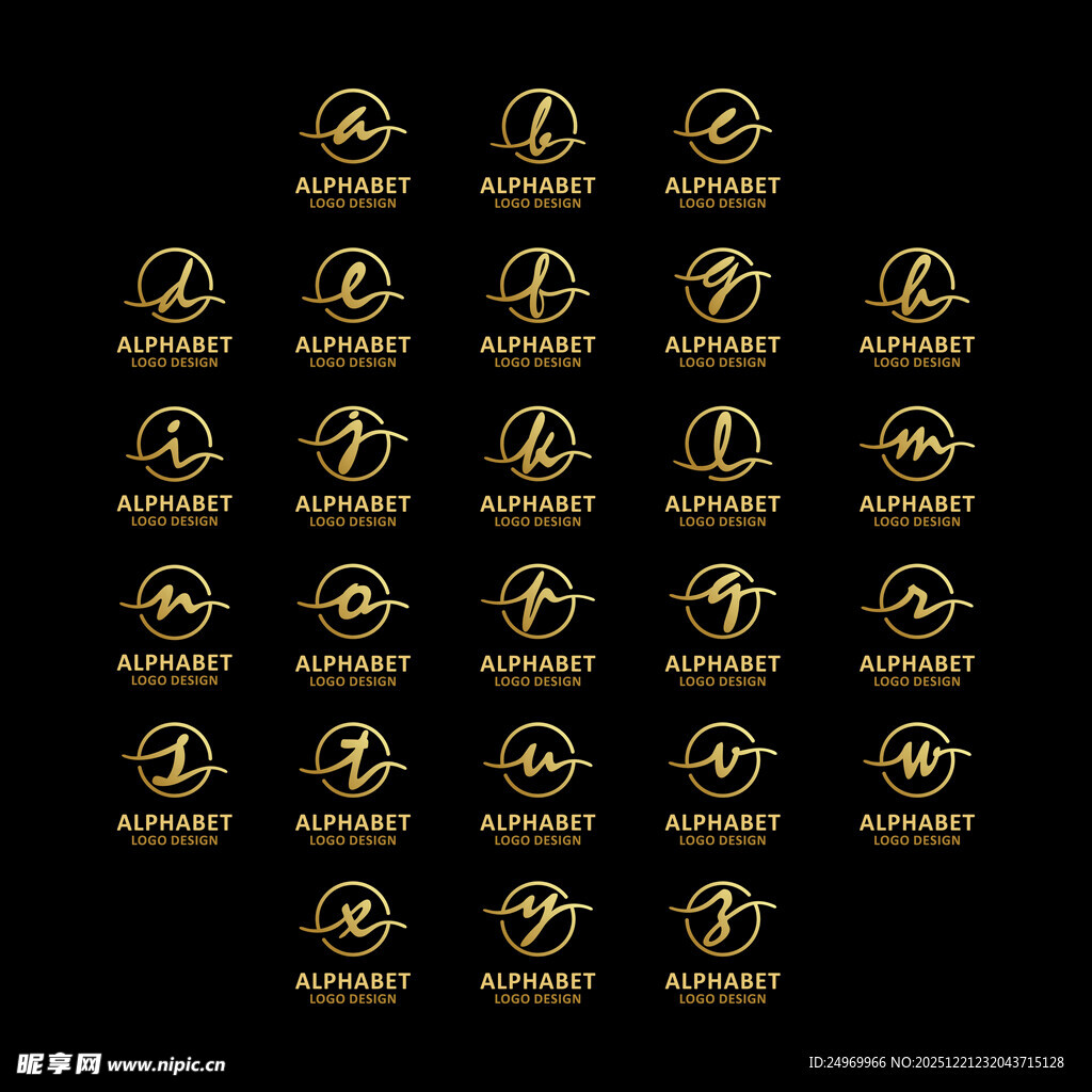 金色圆形创意标志集合