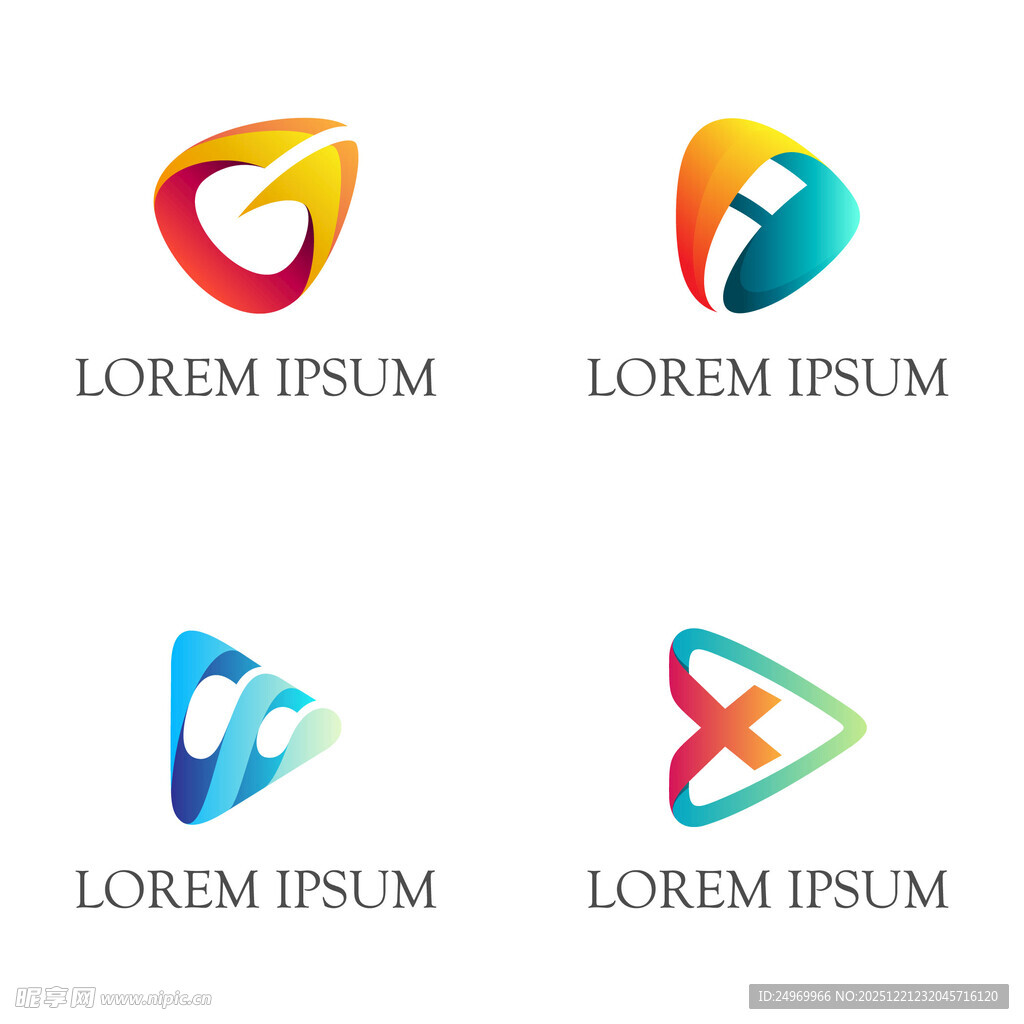 多彩创意几何图形标志设计