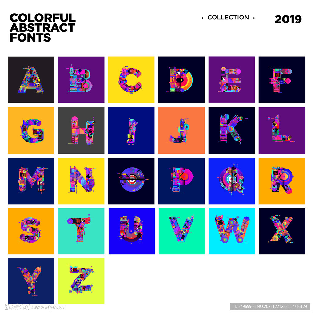 多彩立体字母设计展示