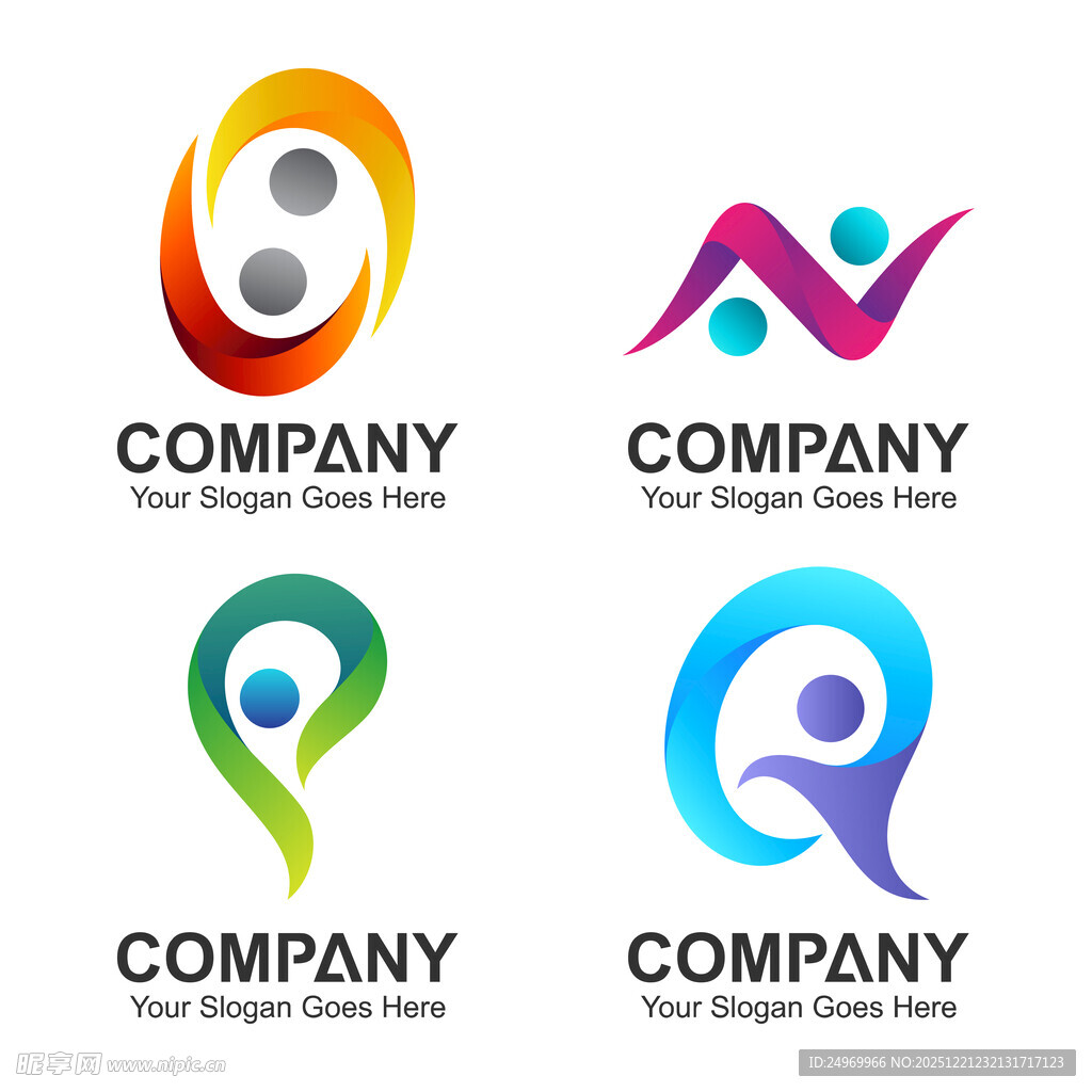 多彩抽象人物企业标志集