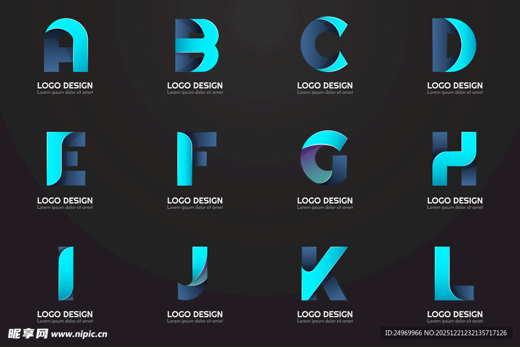 现代风格字母图标设计