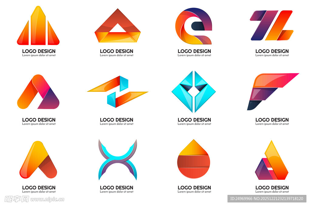 多彩创意几何企业标志集合