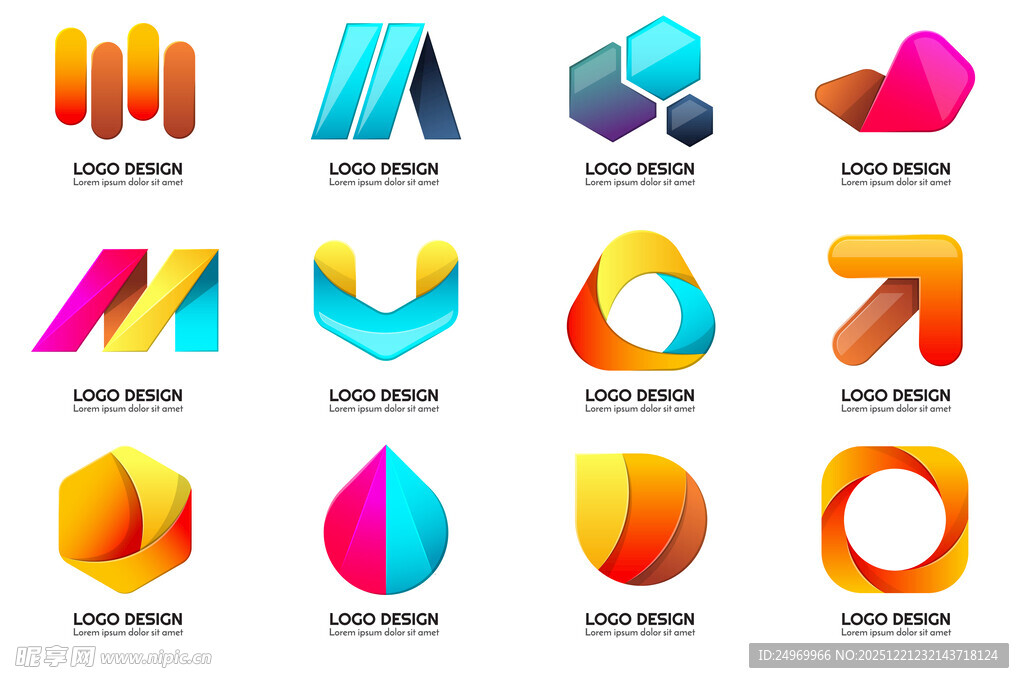 多彩创意立体几何图形标志