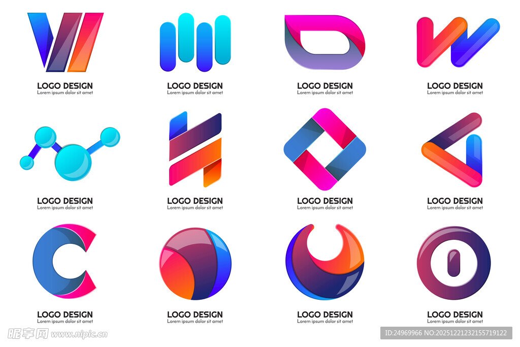 多样创意几何图形标志设计