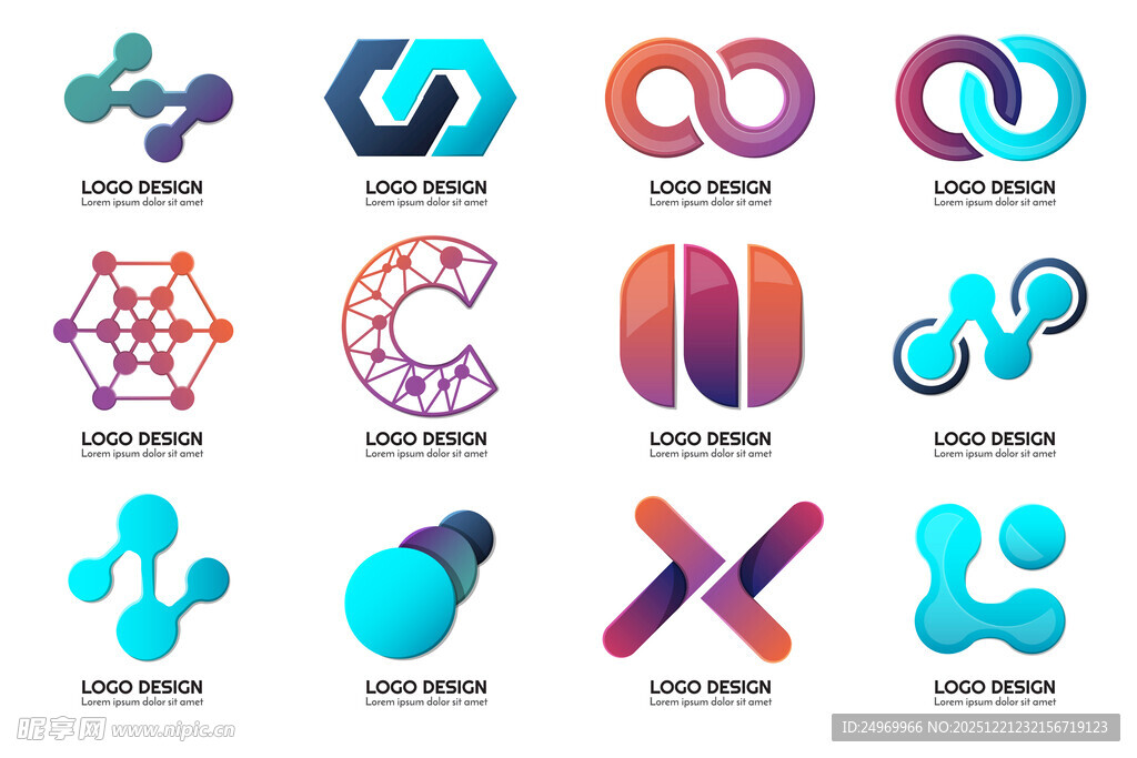 多样创意几何图形标志设计