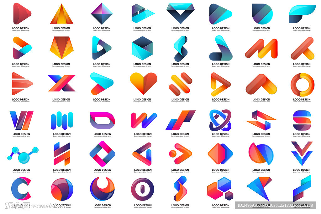 多彩几何抽象标志设计集合