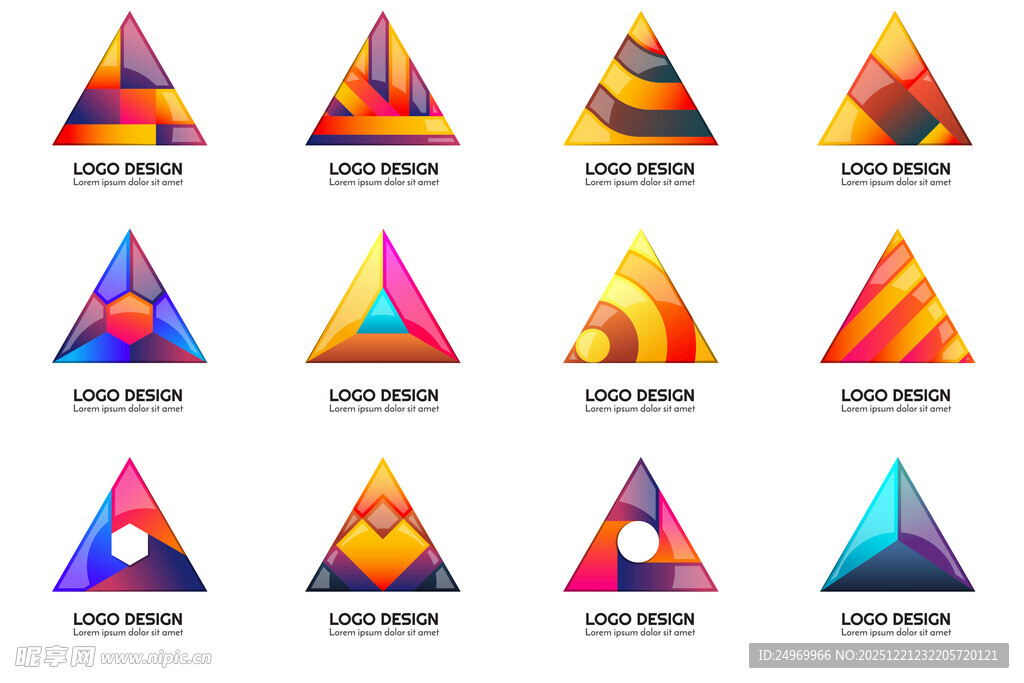 多彩几何三角图案集合