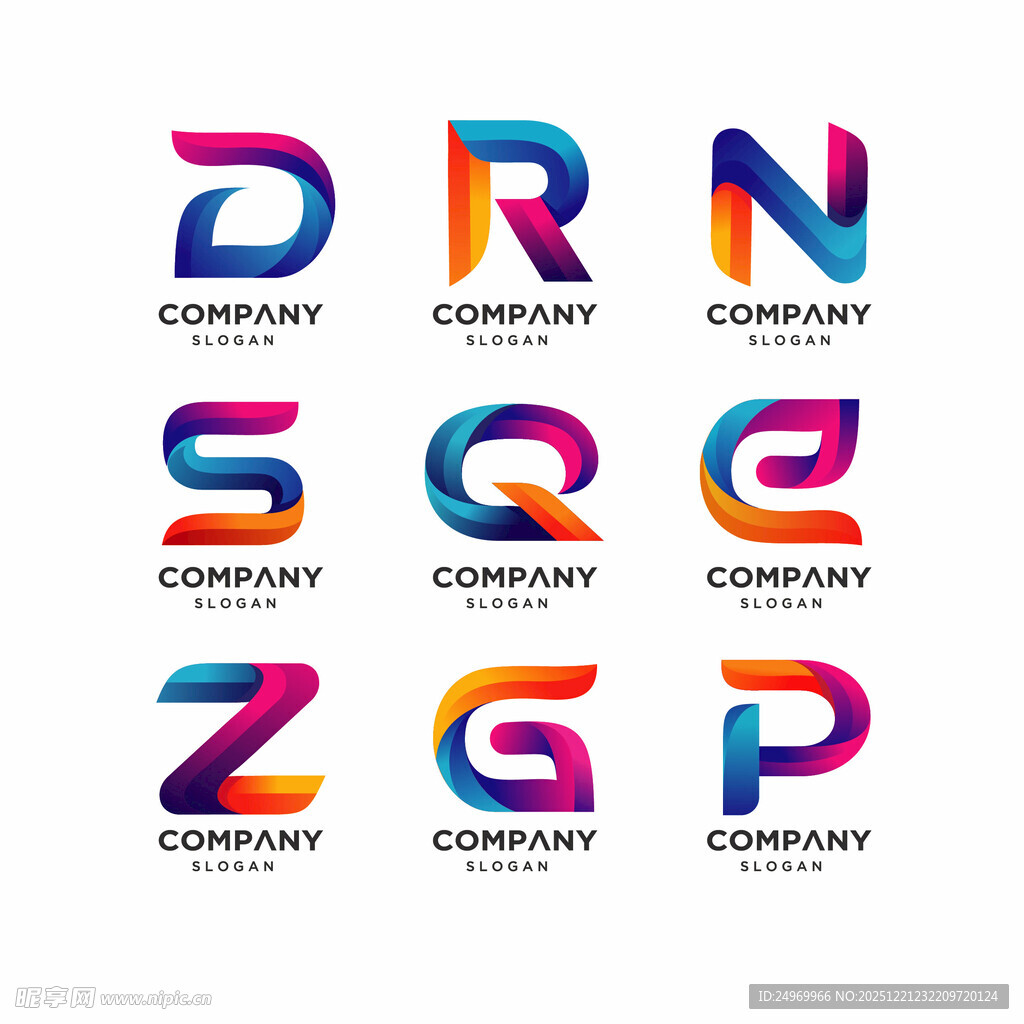 多彩立体字母公司标志集