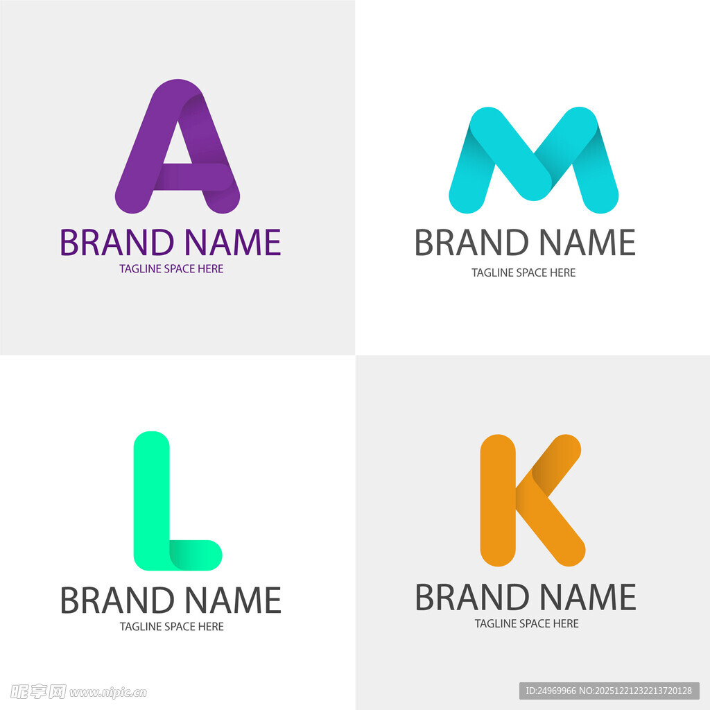 多彩字母品牌标志设计