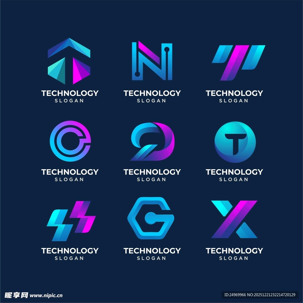 多彩创意字母标志设计