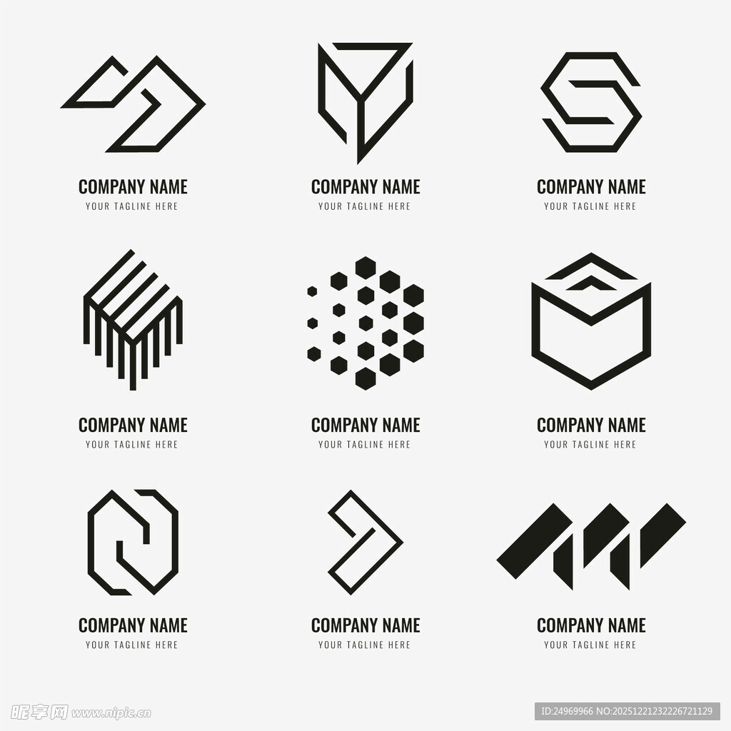 简约几何风格标志设计示例