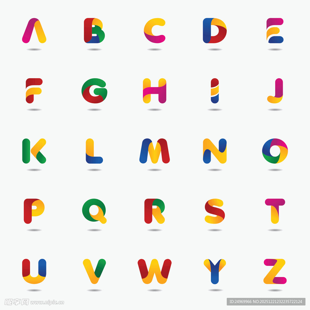 彩色立体字母展示