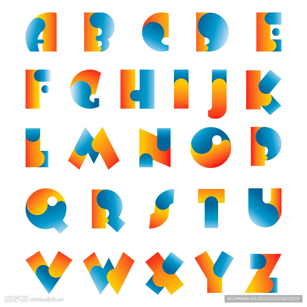 多彩立体字母设计展示