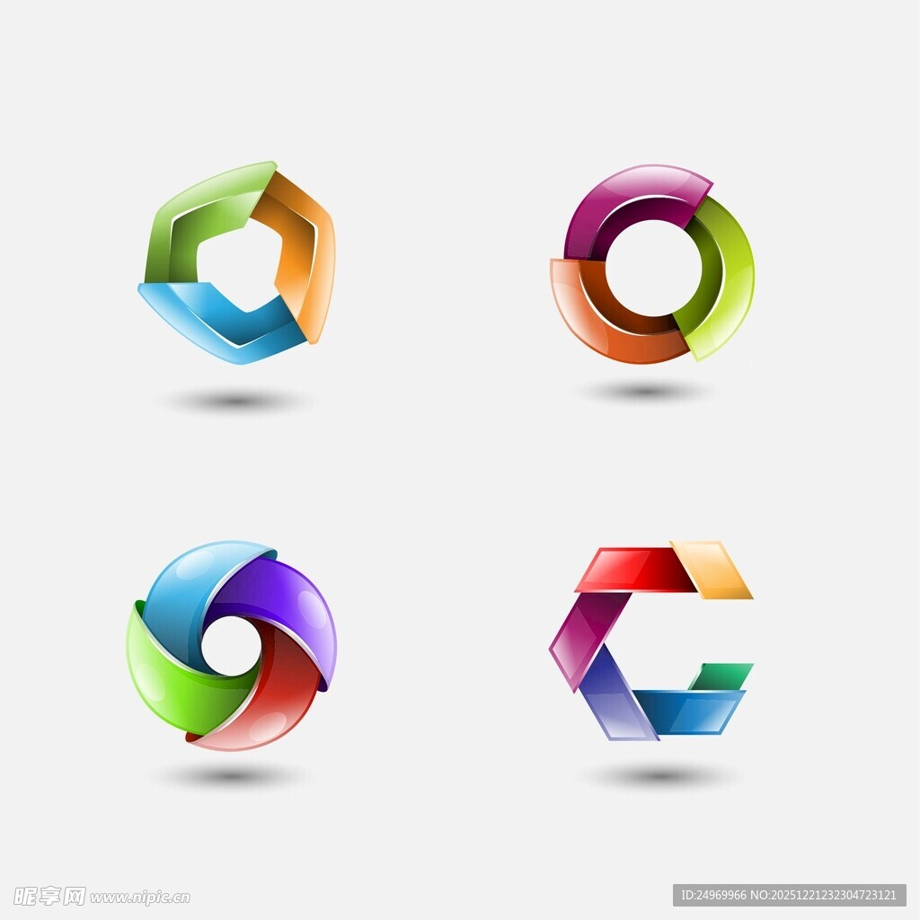 多彩立体几何图形标志
