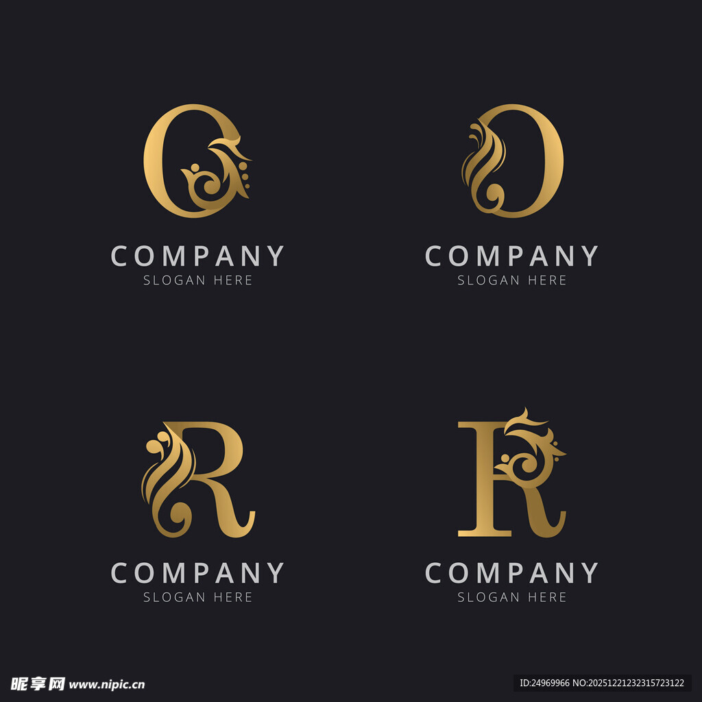 金色奢华字母公司标志集