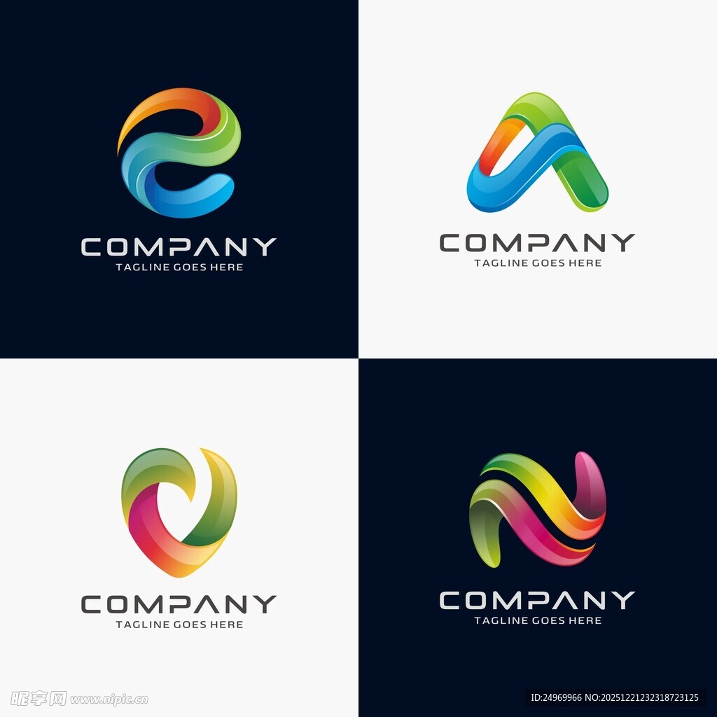 多彩抽象字母公司标志设计