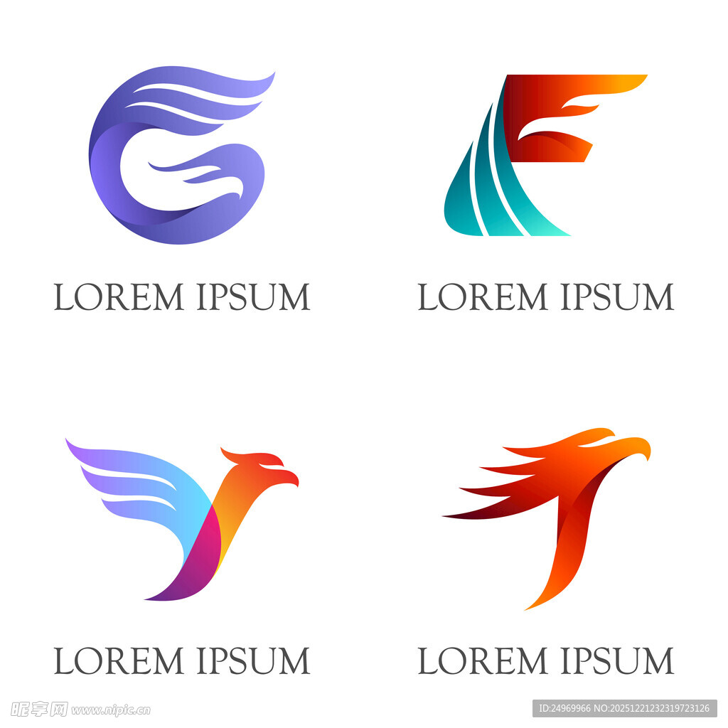 飞鸟风格字母标志设计