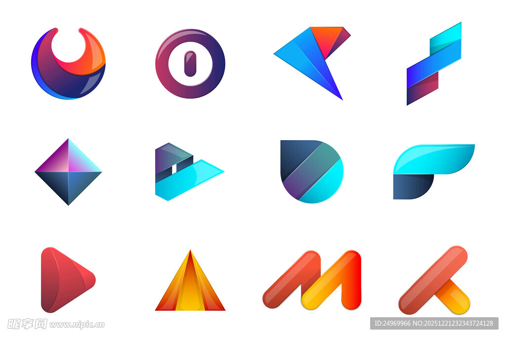 多彩立体几何图形设计元素