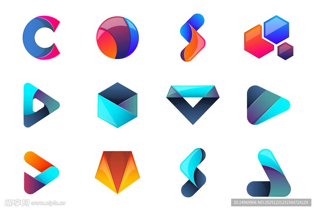 多彩立体几何图形集合