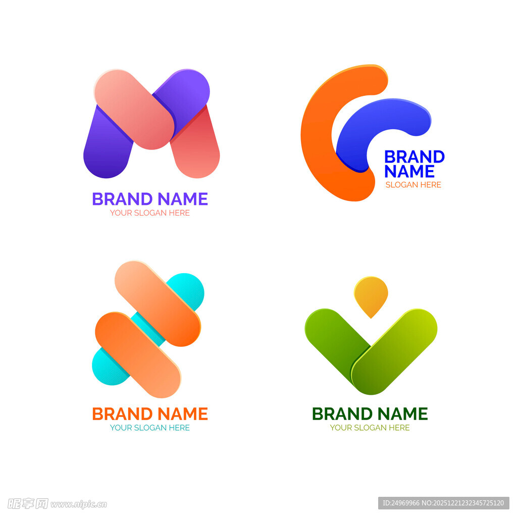 多彩创意几何图形标志设计