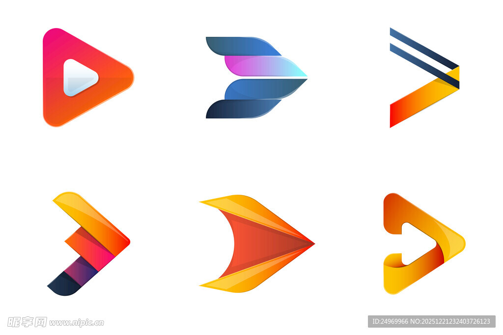 多彩几何风格箭头图标集