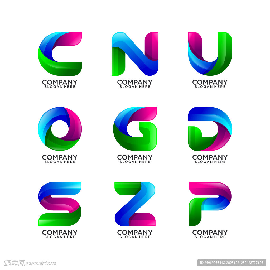 多彩立体字母设计元素