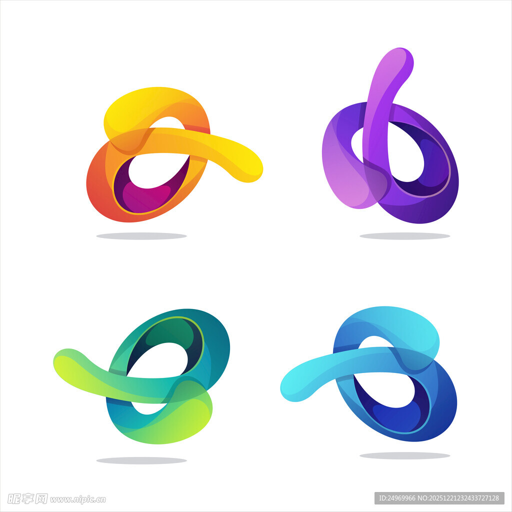 多彩抽象环形标志设计