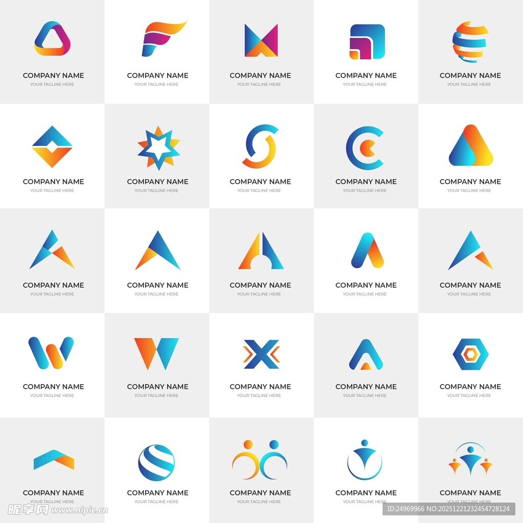 多样创意几何图形标志集