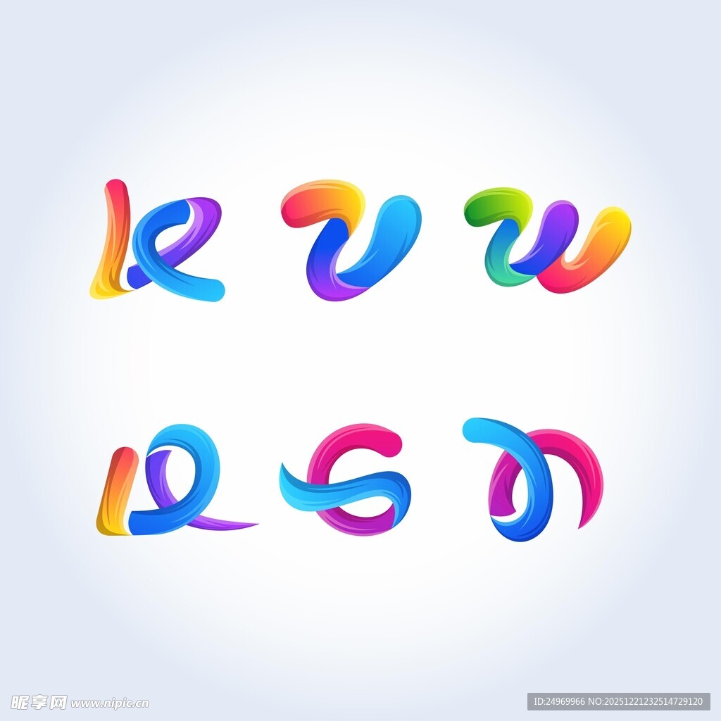 多彩立体字母设计元素