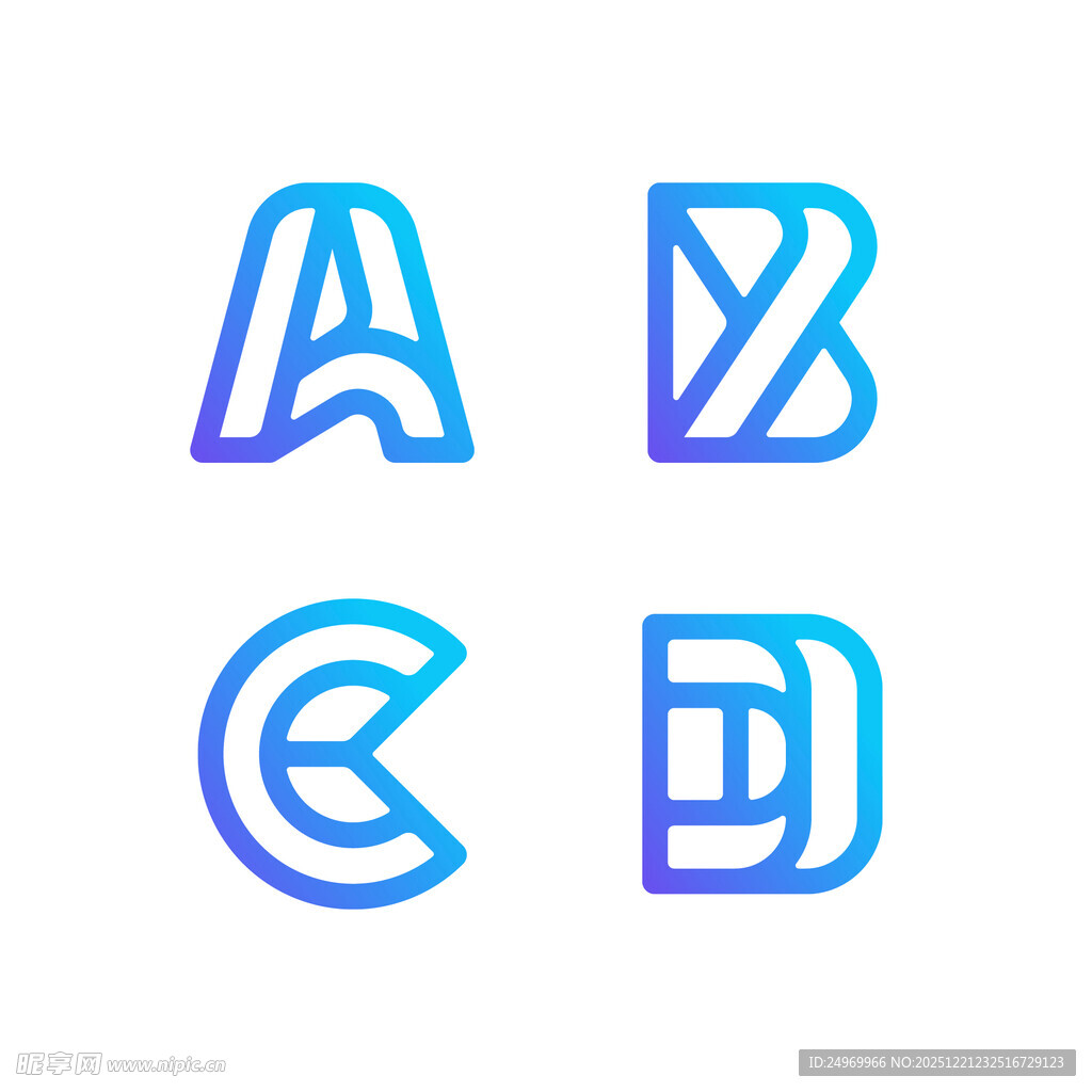 渐变线条风格字母图标