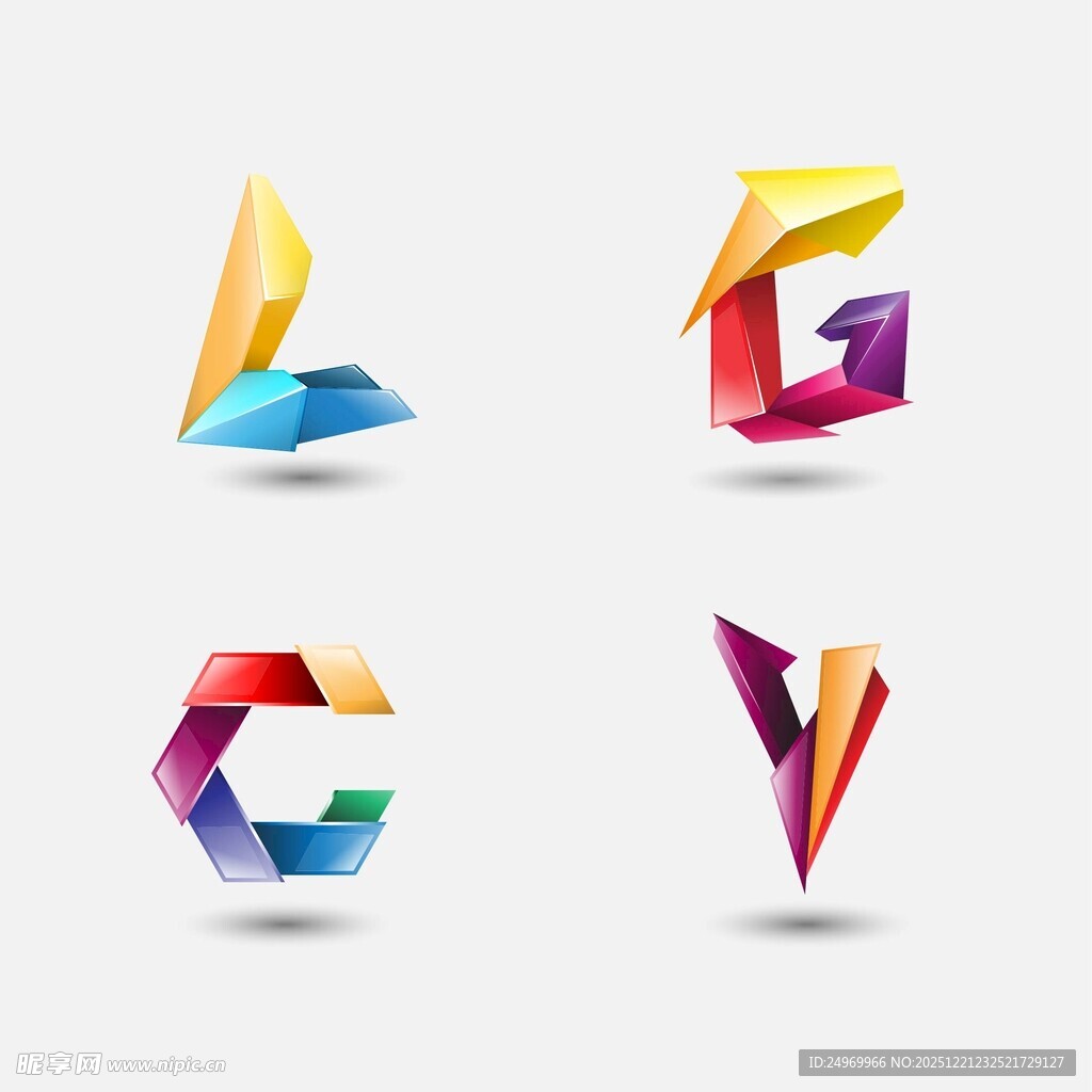 多彩立体字母标志设计