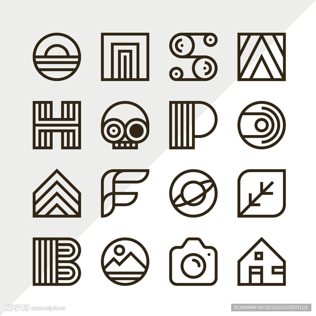 简约几何风格图标集合