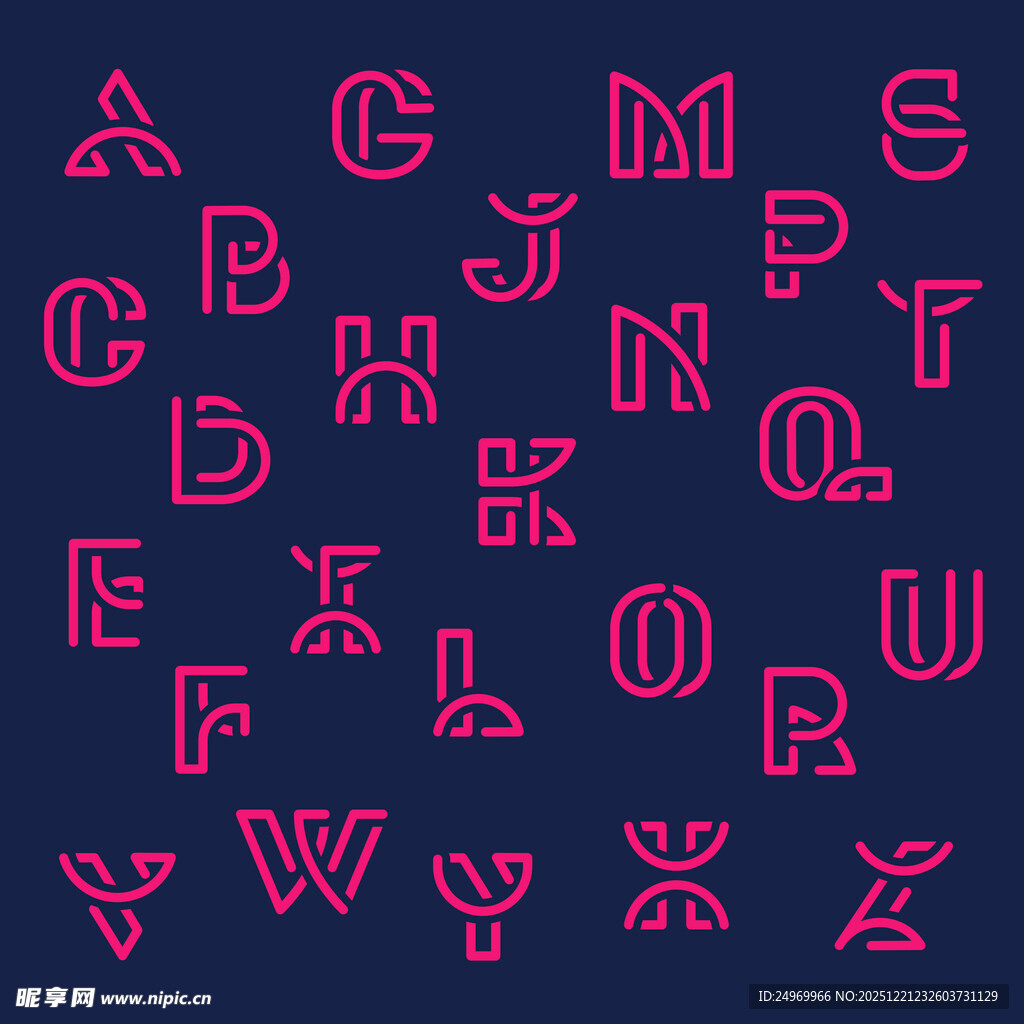 复古风格字母图案设计