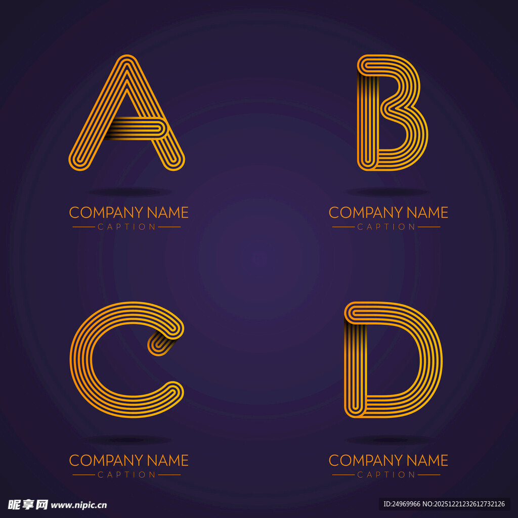 金色立体字母设计展示