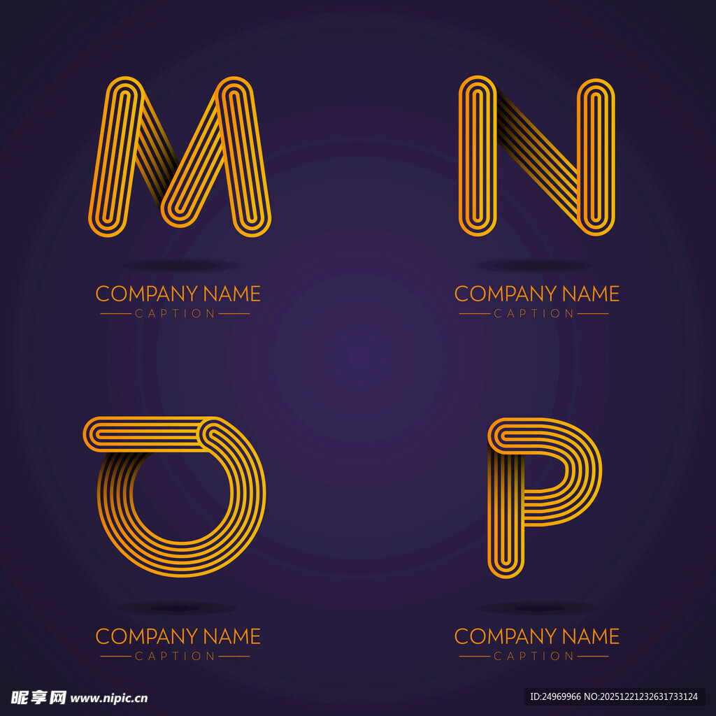 金色立体字母MNOP展示