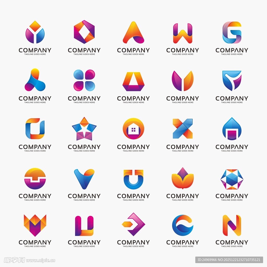 多彩创意字母标志设计