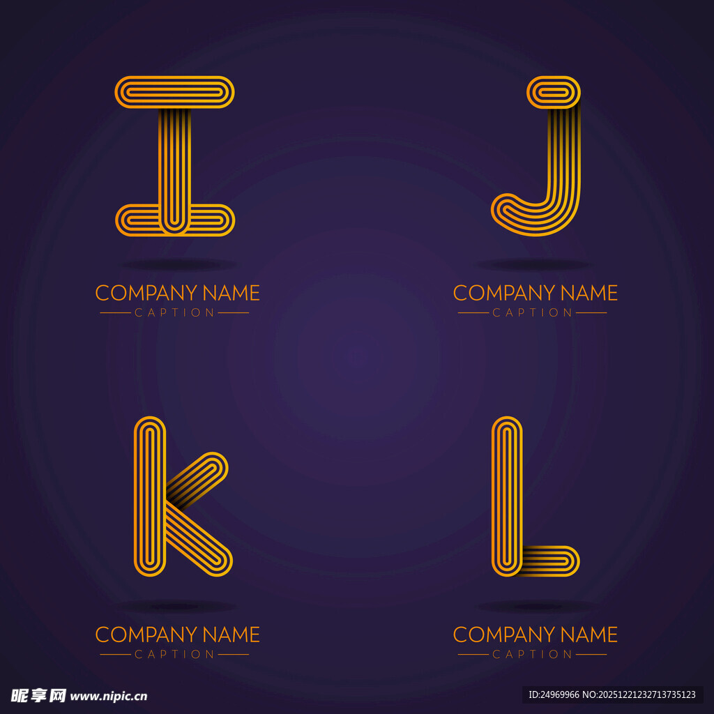 金色立体字母设计展示