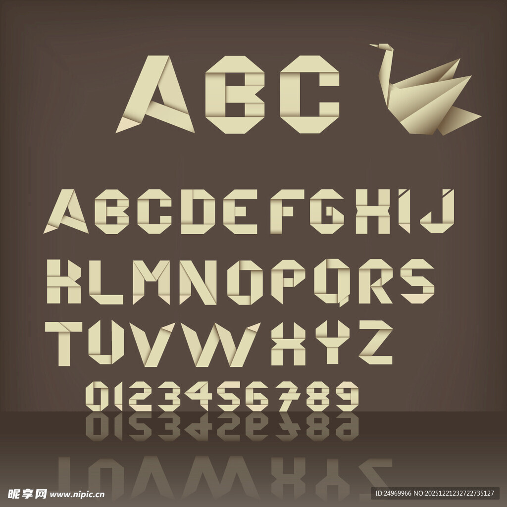 折纸风格字母数字展示