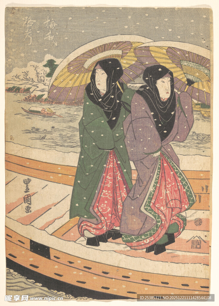 江户时代乘船的两位女子