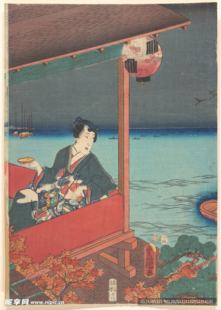 日本传统绘画中的乘船人物