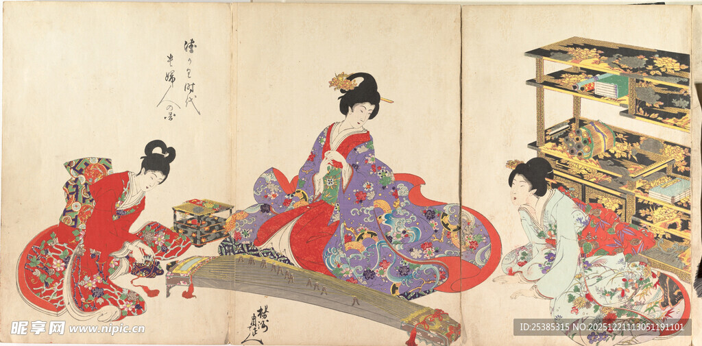 日本传统服饰女性聚会场景