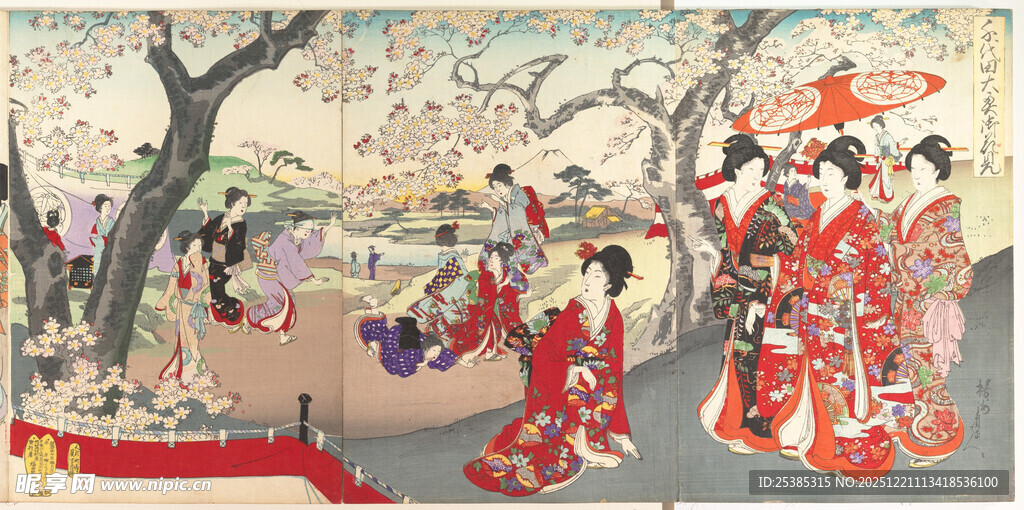 日本传统服饰人物活动场景