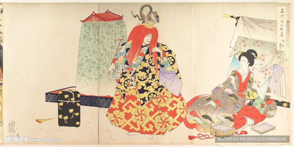 日式传统服饰绘画作品