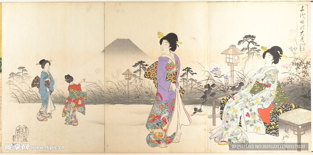 古代仕女生活场景图