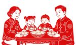 新中式国风国潮合家吃饭矢量设计